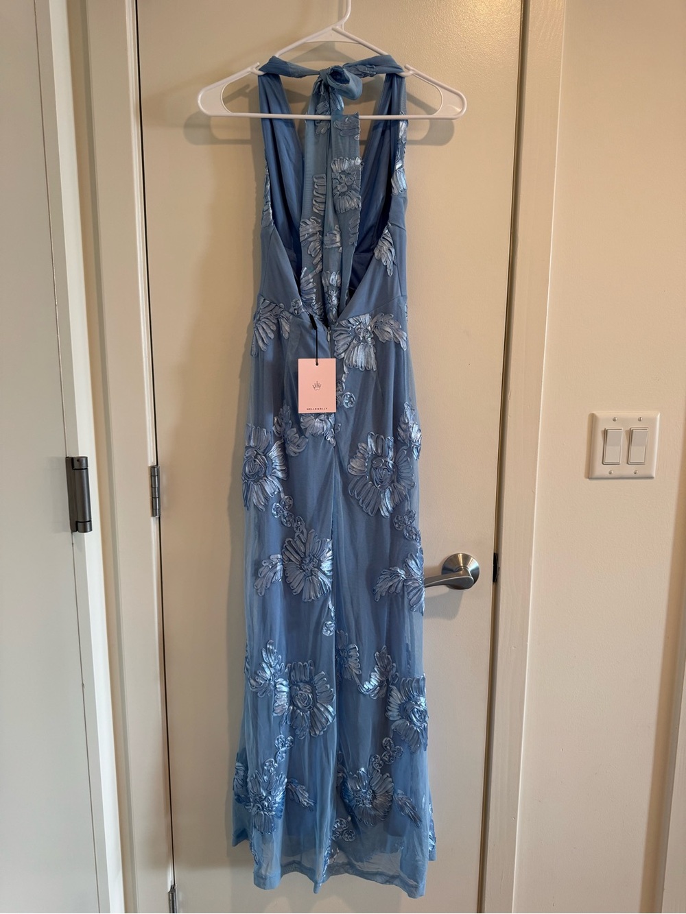 Hello Molly Lime Light Mesh Halter Maxi Blue Dress - Picture 5 of 5